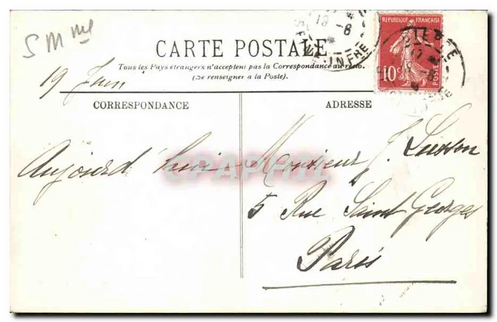 Dieppe — Hotel Metrópole — Editor não identificado, número de série não visível - Verso