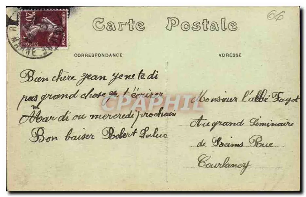Reims — Schule Saint-Joseph — Ehrenhof und Kapelle — Verlag De Paché & M. Battin, Levallois-Paris - Rückseite