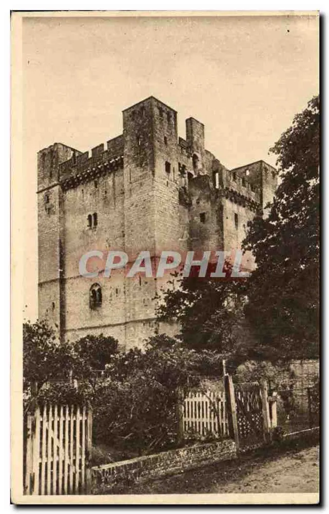 Chambœuf — Donjon des 12. Jahrhunderts (mit im 15. Jahrhundert restauriertem Palisadenwerk) — Helioengravur von Imprimerie de Nancy - Vorderseite