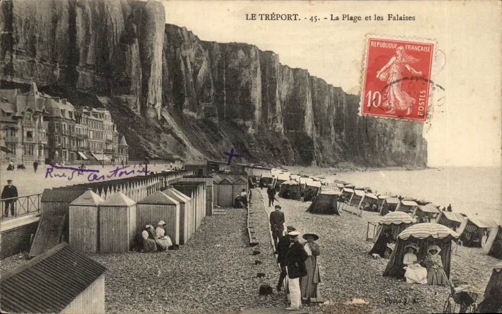 Le Tréport — Die Strand und die Klippen — Foto J. A. - Vorderseite
