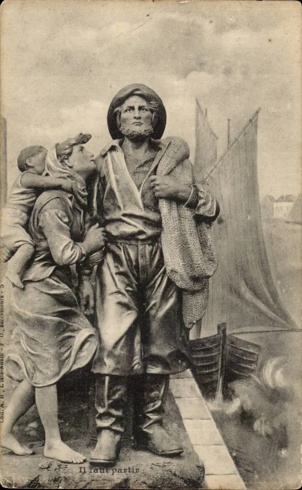 Cena de partida do pescador — Il faut partir — editor A. H. Lisle-Adam, sucessores, n° 5 - Frente