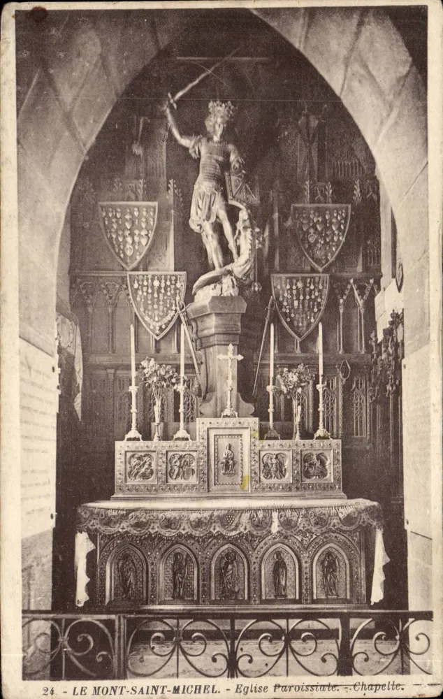 Mont-Saint-Michel — Pfarrkirche — Kapelle — Statue des heiligen Michael — Verlag A. Besnac Granville, Nr. 24 - Vorderseite