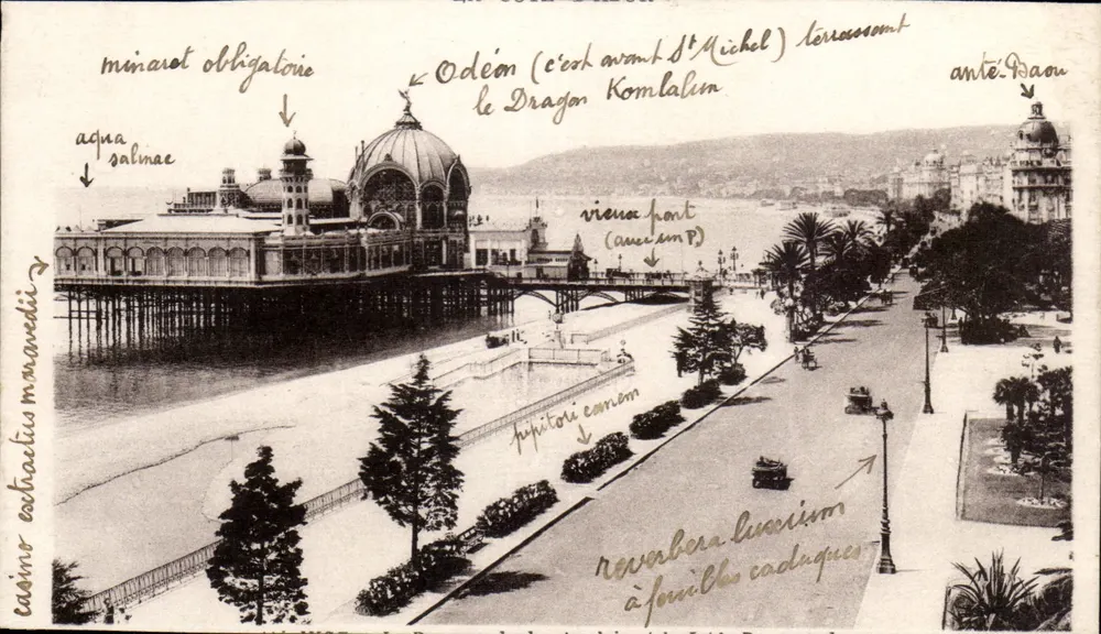 Casino von Antibes — Ansicht des Hafens und der Promenaden — Munier, Kunstverlag, Nizza - Vorderseite