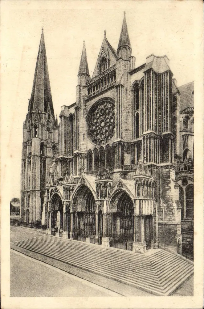 Catedral de Chartres — Portal sul, XIIIº século — Editor: H. Houvet, reprodução proibida - Frente