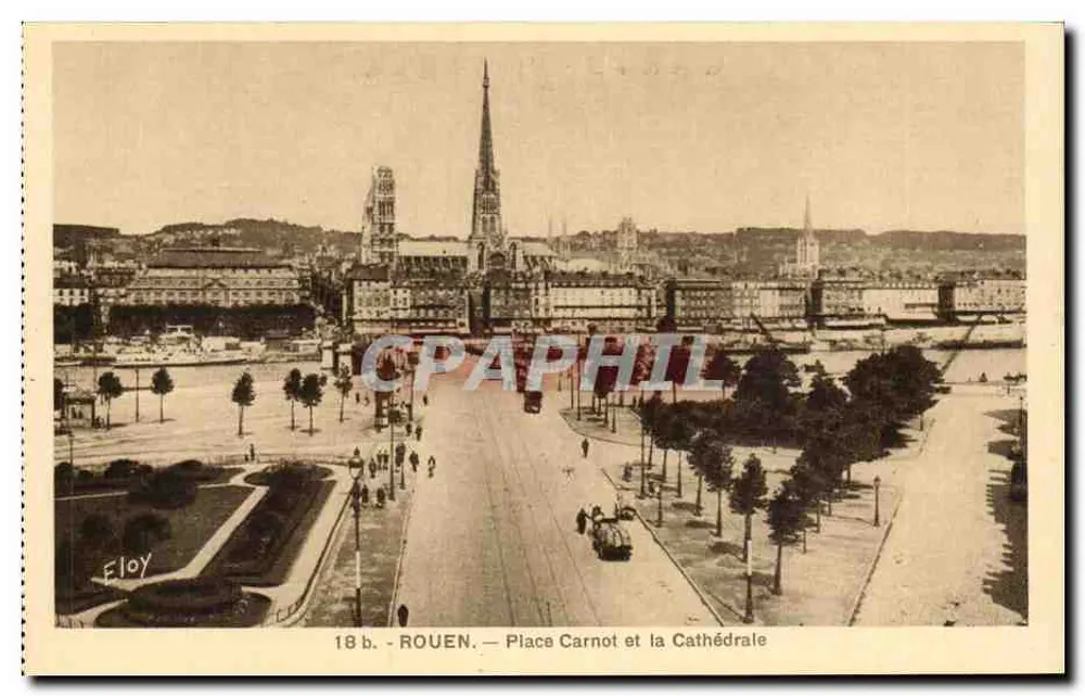Rouen — Piazza Carnot e la Cattedrale — Eloy, n° 18 b - Recto