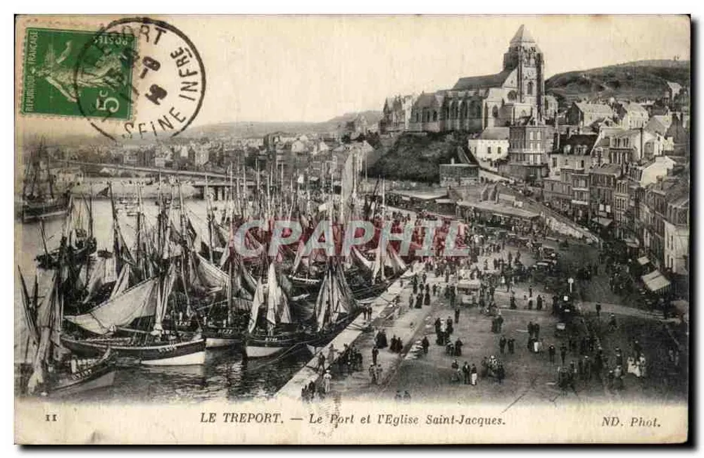 Le Tréport — Der Hafen und die Kirche Saint-Jacques — ND. Foto. - Vorderseite