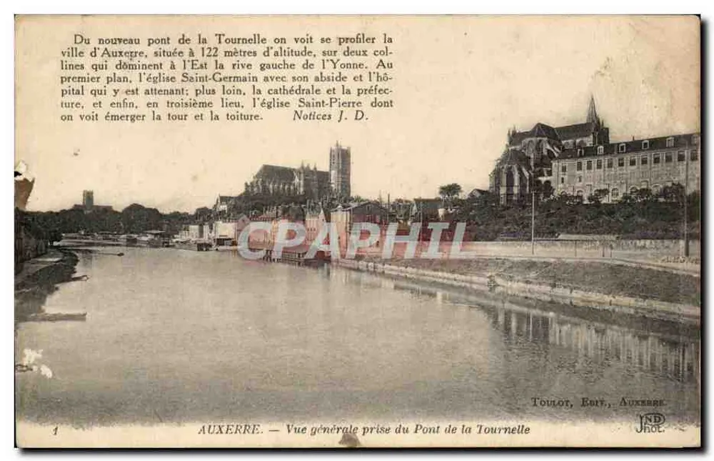 Allgemeiner Blick vom Pont de la Tournelle — Auxerre — Verlag JND Hol. - Vorderseite