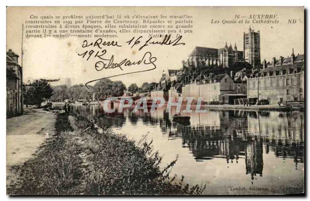 Auxerre — Die Quais und die Kathedrale — Toulot, Verleger, Auxerre - Vorderseite