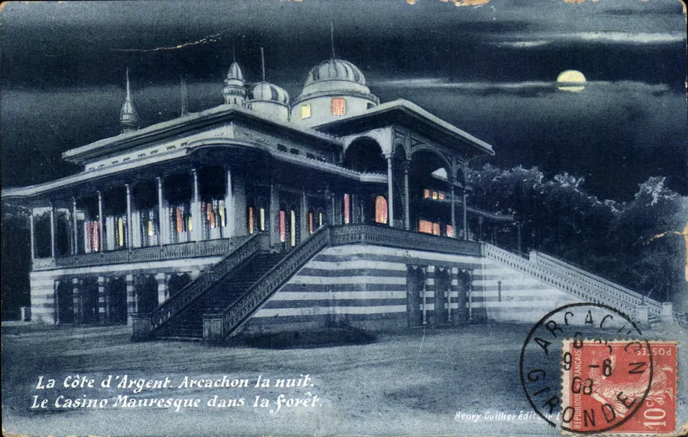 Das Mauresque-Casino in Arcachon — Nacht — Verlag Henry Guillier - Vorderseite