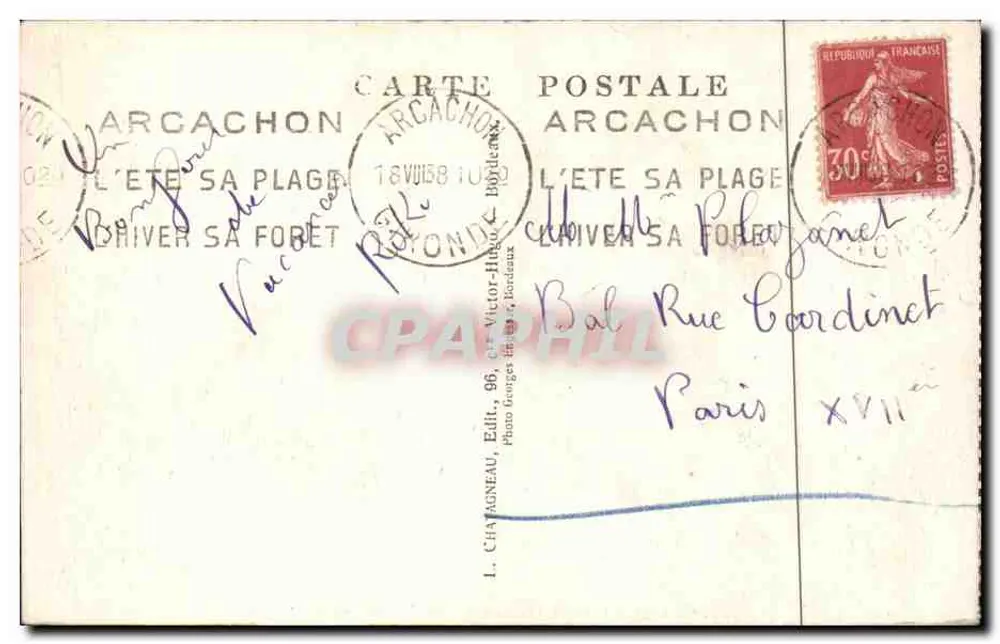 Arcachon (Gironde) — Kasyno Plażowe — wyd. L. Chagnneau, nr 1004 - Rewers