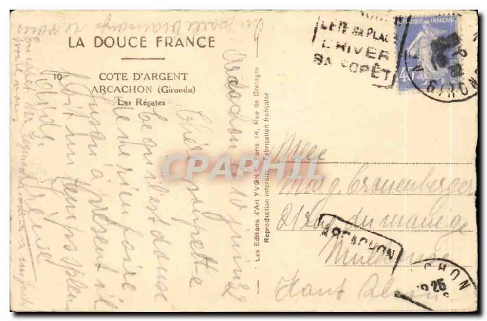As Regatas — Costa de Argent (Gironde) — Les Éditions d'Art YVAN - Verso