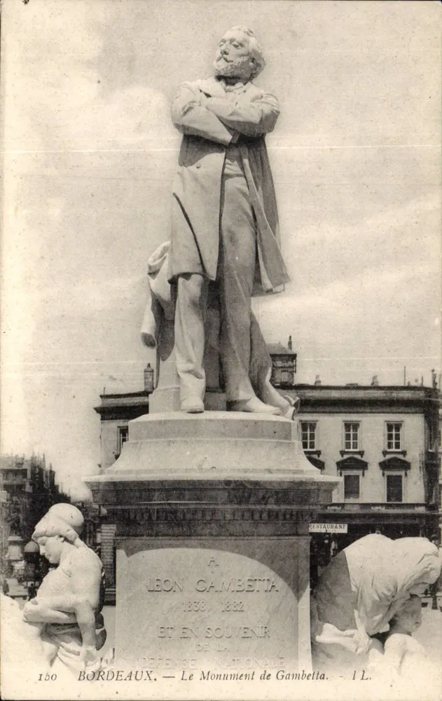 Bordeaux — O Monumento de Gambetta — editor L. L. n° 160 - Frente