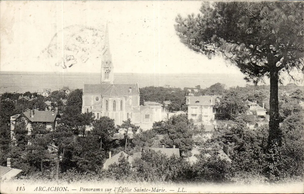 Arcachon — Panorama sobre a Igreja de Santa Maria — LL. n°115 - Frente