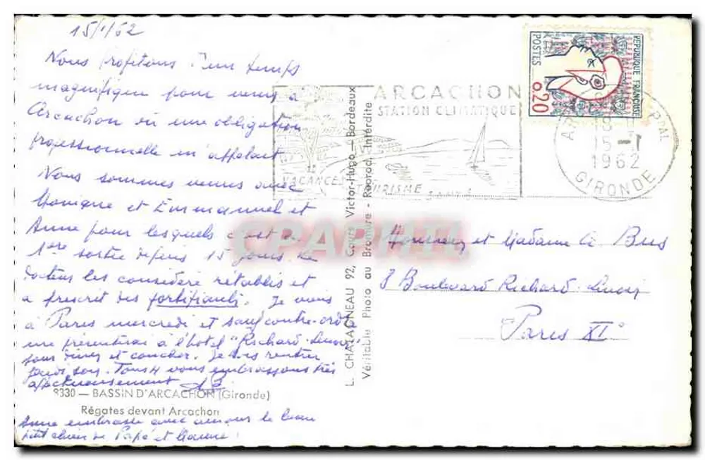 Regatas diante de Arcachon — Éditeur Elcè - Verso
