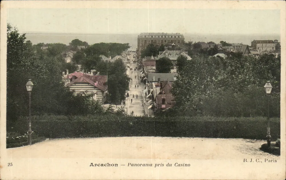 Arcachon — Panorama tirado do Casino — B.J.C., Paris, n°25 - Frente