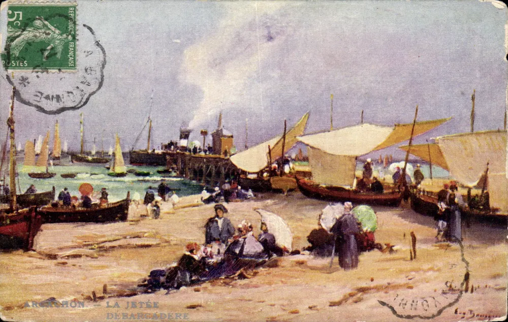 Arcachon — A Ponte de Barcadère — editor Eug. Bourgeois - Frente