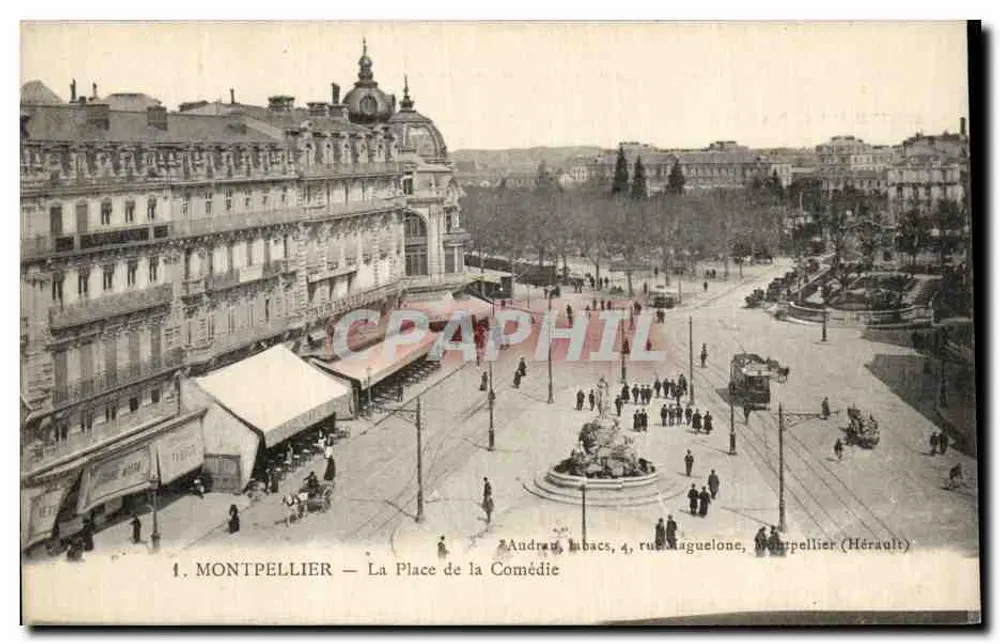 Montpellier — A Praça da Comédia — Audray, rubacs, 4, rua Maguelone, Montpellier (Hérault) - Frente