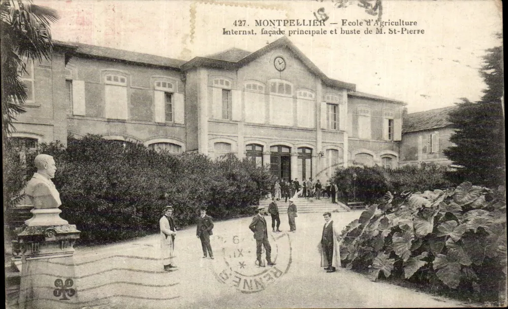 Montpellier — Internationale Landwirtschaftsschule, Hauptfassade und Büste von Herrn St-Pierre — Verlag: Rennes, Nr. 427 - Vorderseite