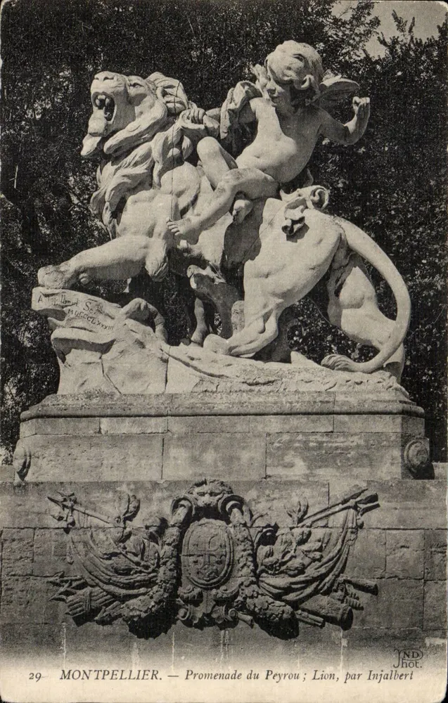 Montpellier — Promenade du Peyrou ; Löwe, von Injalbert - Vorderseite