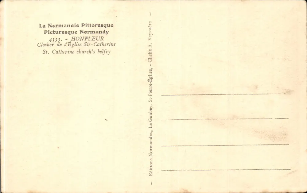 Honfleur — Torre da Igreja de Santa Catarina — Éditions Normandes, Veyssière - Verso
