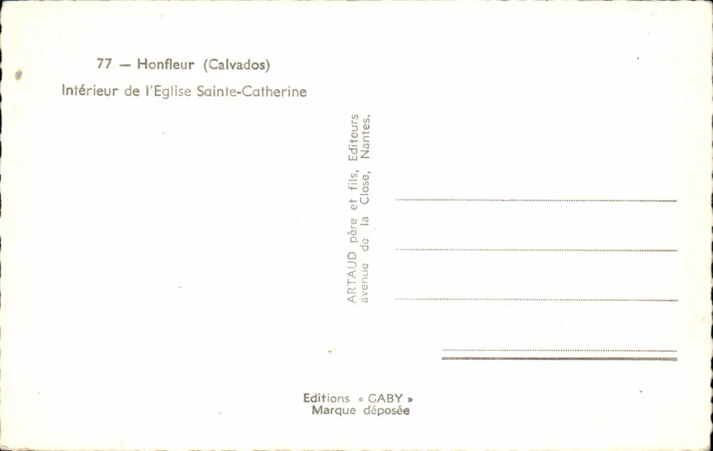 Interior da Igreja Santa Catarina — Honfleur (Calvados) — Edições Gaby - Verso