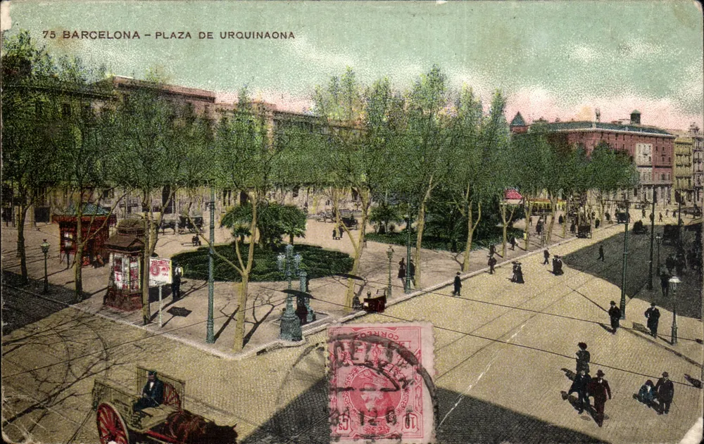 Barcelona - Plaza de Urquinaona — Verlag Union Postal Universal, Nr. 75 - Vorderseite