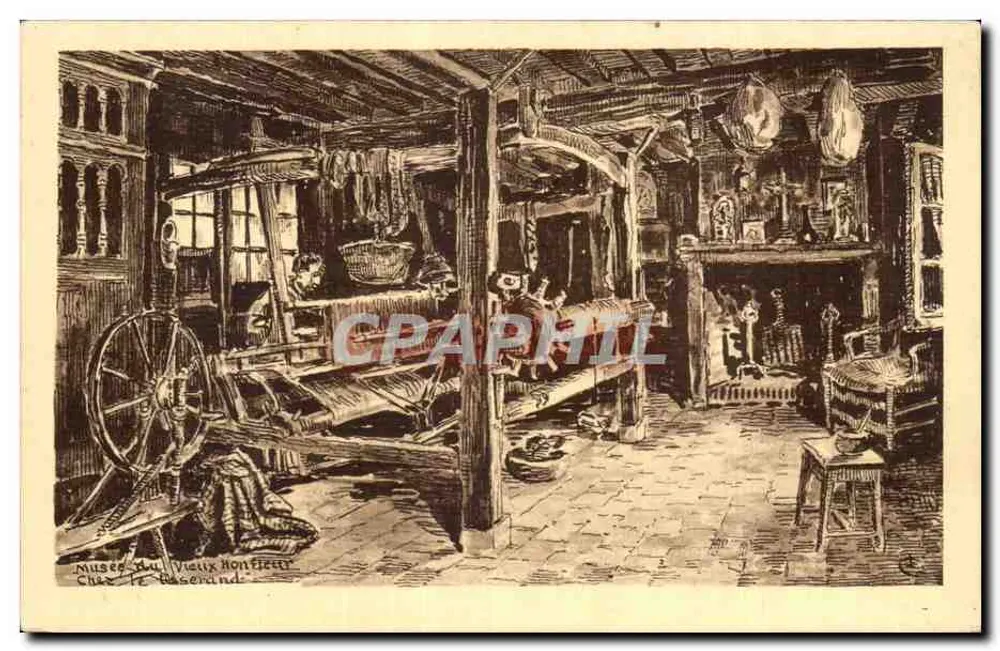 Innenraum eines traditionellen Ateliers — Museum des Alten Honfleur — Beim Weber - Vorderseite