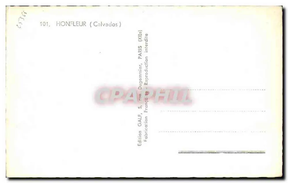 Honfleur — Lembrete de Honfleur — Edição Galf, Paris - Verso