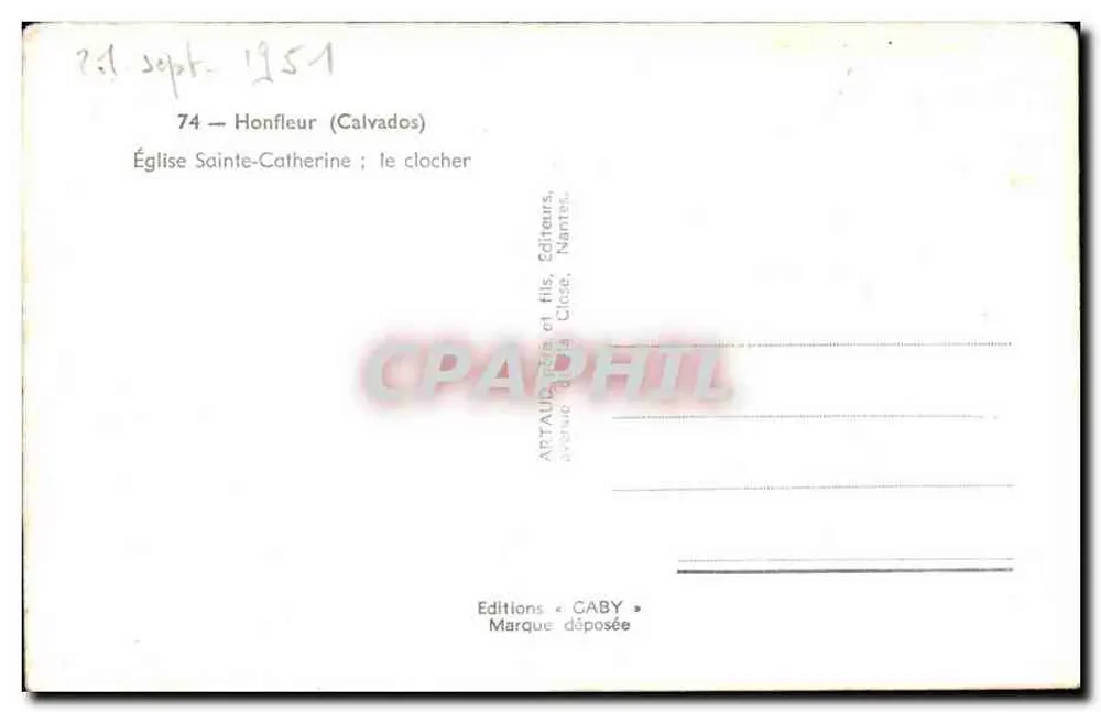 Honfleur — Igreja de Santa Catarina ; o campanário — Éditions GABY, Nantes - Verso