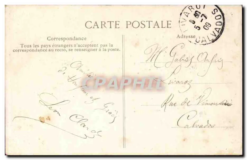 Uma Pensão de Honfleur — carta postal decorativa com colagem de fotos — E.D. - Verso