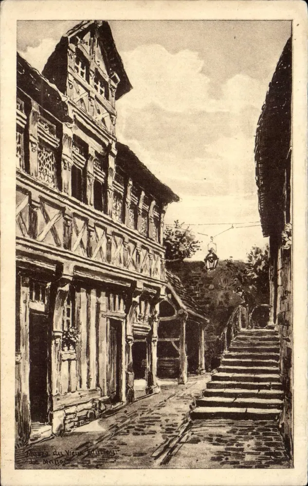 Velho Honfleur — Vista da rua do Manoir — Musée du Vieux Honfleur, Le Manoir - Frente
