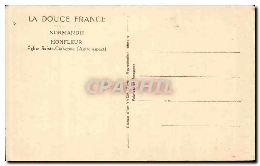 Igreja de Santa Catarina — Honfleur — Edição de arte Yvon, França - Verso
