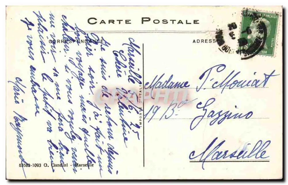 Marseille - La Corniche und das Grand Hôtel de la Réserve — O. Gandini, Marseille - Rückseite