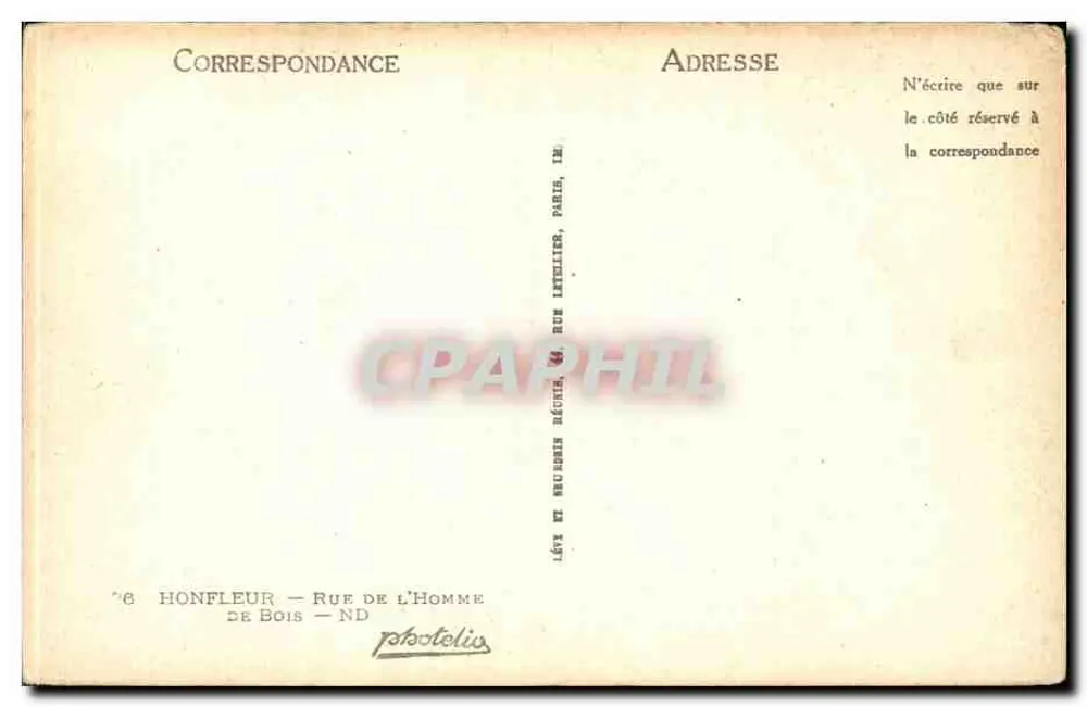 Honfleur — Rue de l'Homme de Bois — phototélis - Verso