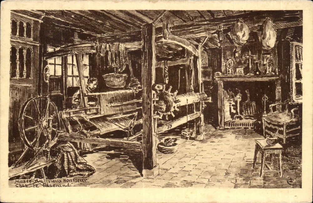 Innenraum einer alten Weberei — Museum des Alten Honfleur — Bei dem Weber - Vorderseite