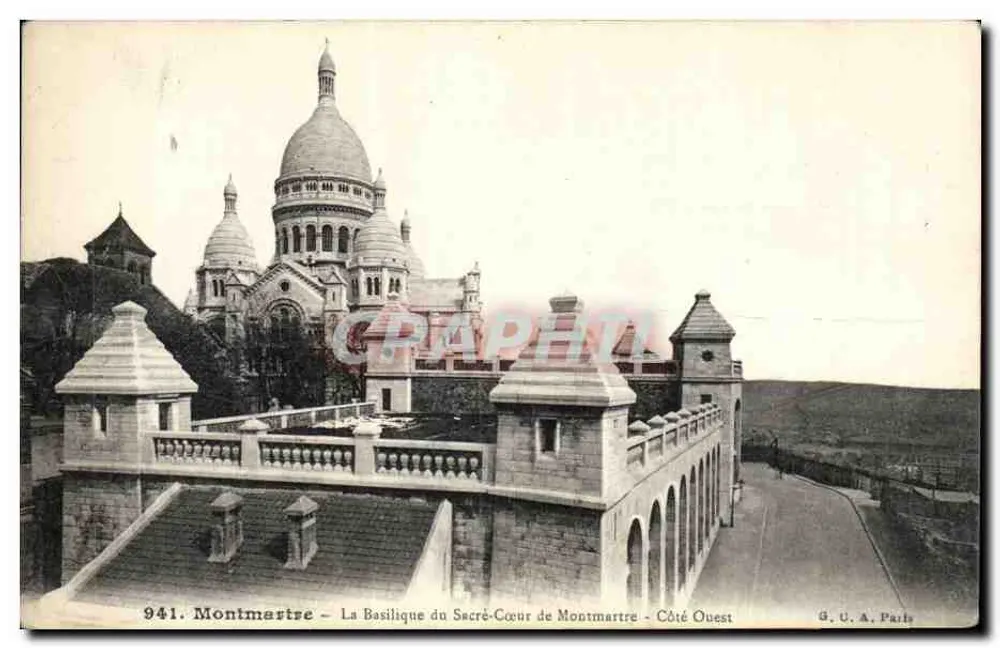 Montmartre — Die Basilika des Heiligen Herzens von Montmartre — Westseite — G. U. A. Paris - Vorderseite