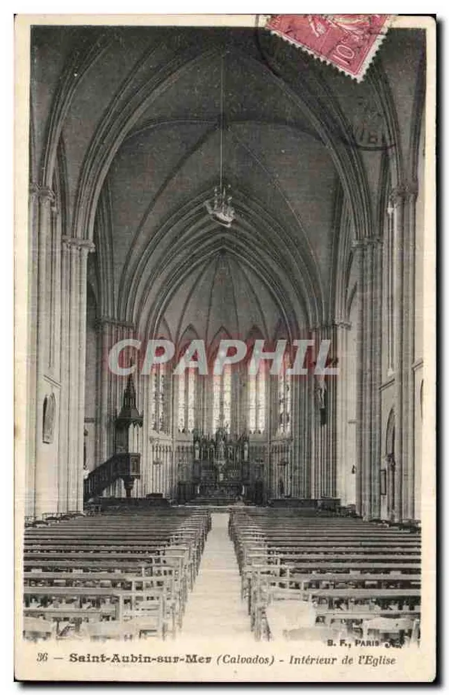 Saint-Aubin-sur-Mes (Calvados) — Interior da Igreja — B. F., Paris - Frente