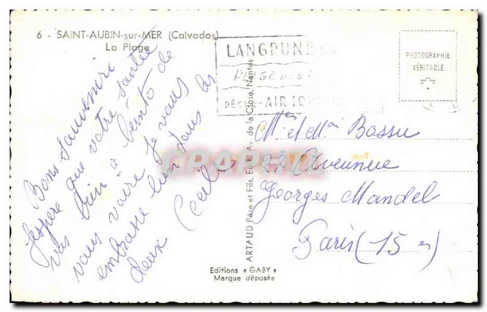 Saint-Aubin-sur-Mer — A Praia — Edições Gaby - Verso
