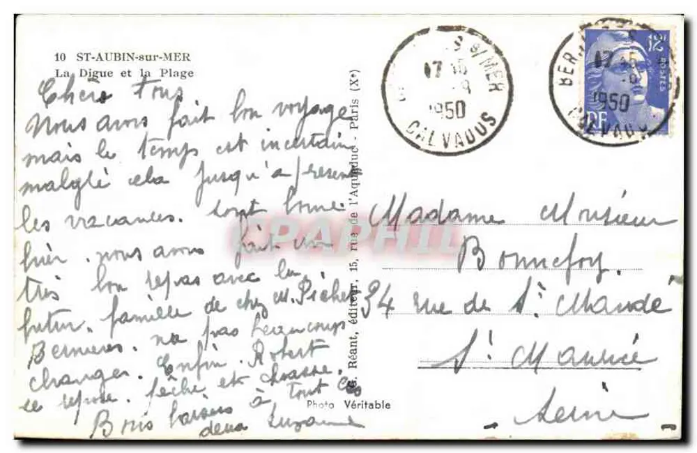 Die Digue und die Strände — Saint-Aubin-sur-Mer — Authentische Fotografie, Verlag Réant, 15, rue de l'Aquiduc, Paris - Rückseite