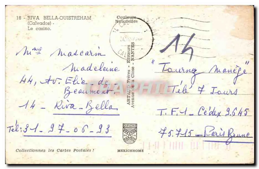 O cassino de Riva-Bella-Ouistreham — editor Artaid Frères, série 18 - Verso