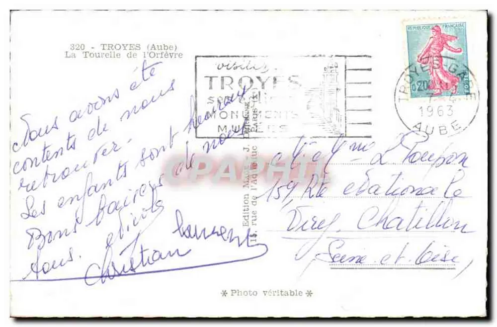 Troyes (Aube) — A Torre do Ouro — Edição Marteau - Verso