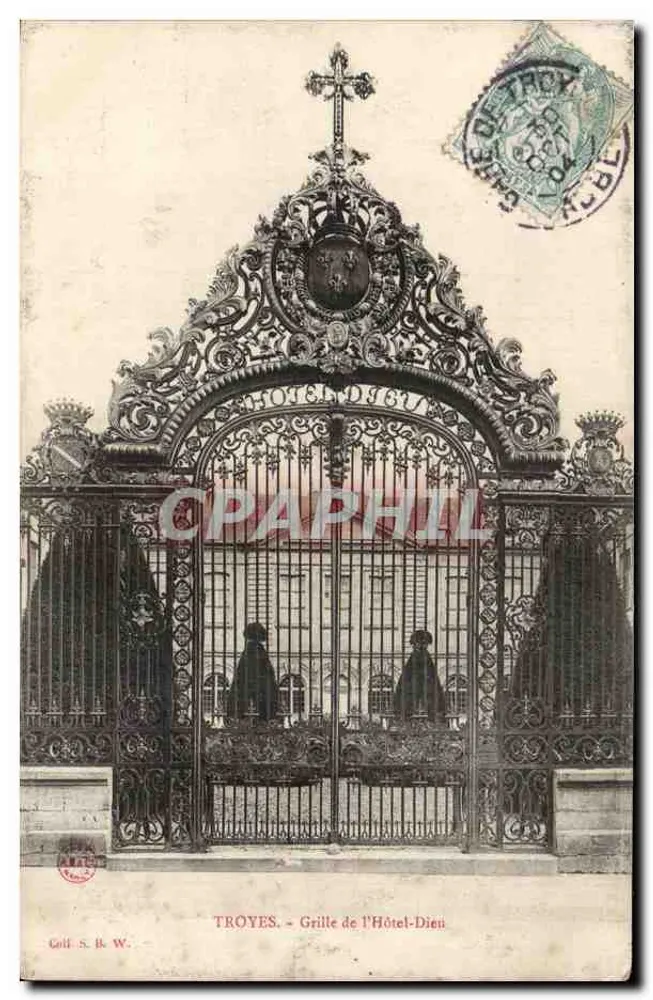 Troyes. - Grade do Hôtel-Dieu — editor S. B. W. - Frente