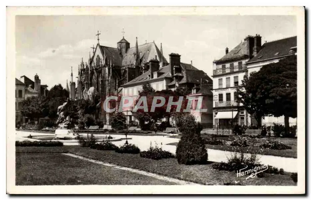 Jardín de la Prefectura y San Urbano — TROYES — Edición E. Harmignie - Anverso