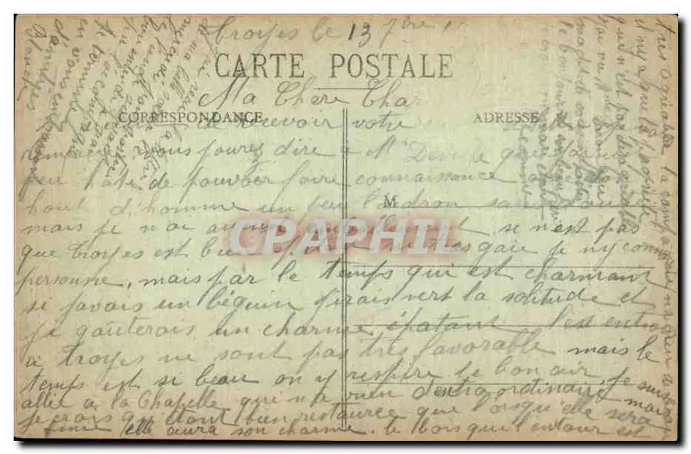 Denkmal der Kinder der Morgenröte und die Station — Troyes — Verlag T. Gr. Nr. 102 - Rückseite
