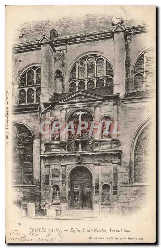 Troyes (Aube) — Kirche Saint-Nicolas, Südportal — Ch. GRISS, Buchhändler-Verleger, Troyes - Vorderseite