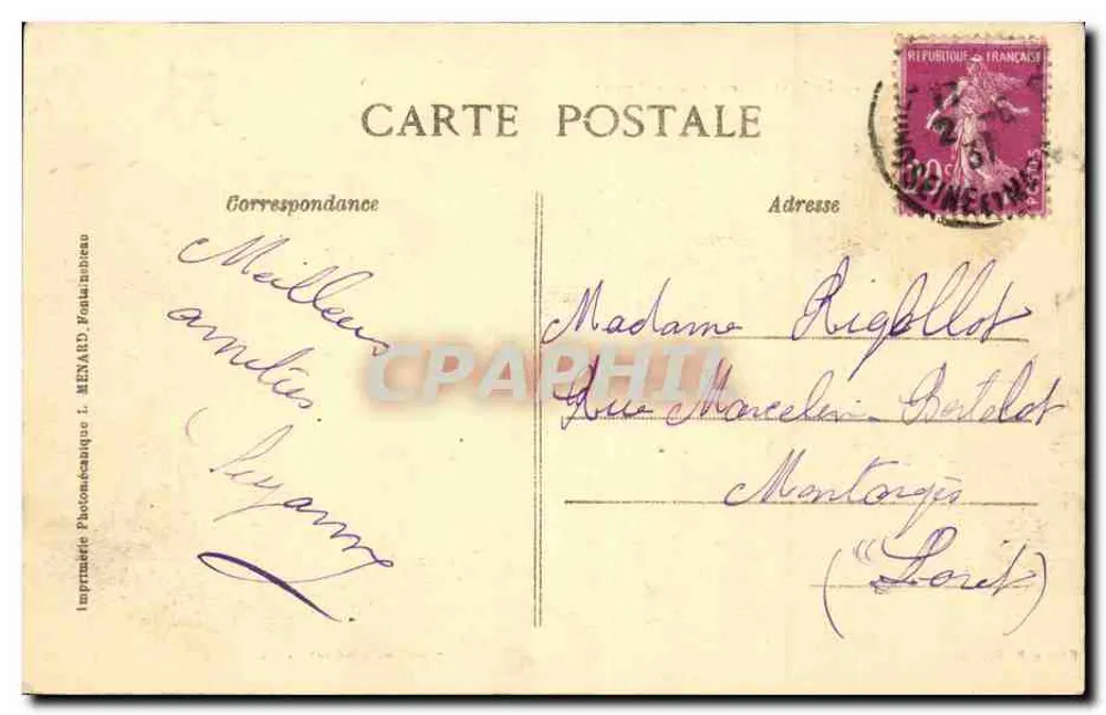 Monteseeau — Le Pont d'Yonne, côté Amont — L. MENARD, n°38 - Rückseite