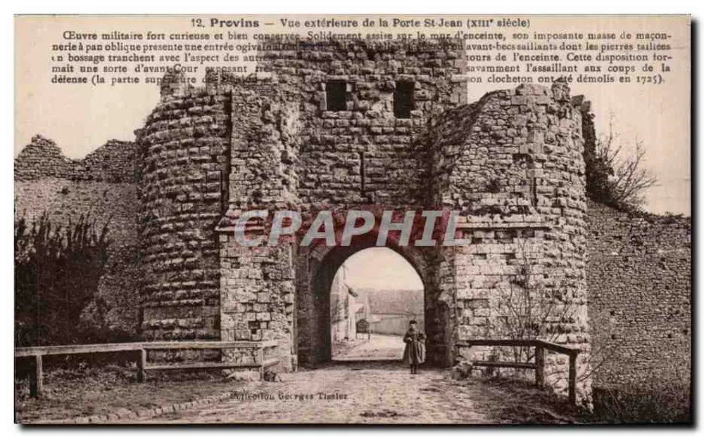 Provins — Äußere Ansicht der Porte Saint-Jean (13. Jahrhundert) — Ausgabe Georges Timelier, Nr. 12 - Vorderseite