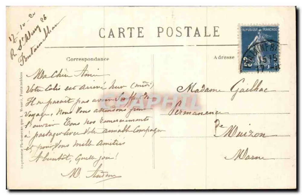 Wald von Fontainebleau — Kreuz des Grand-Veneur (Route de Paris) — Künstlerische Sammlung L. M. - Rückseite