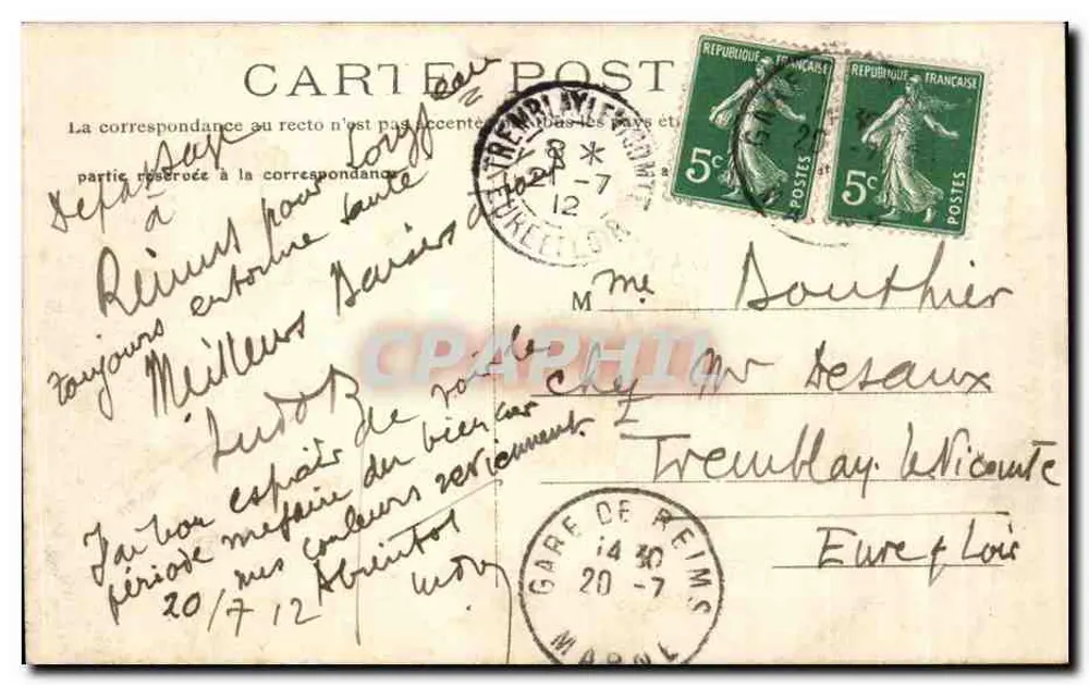 Reims — A Catedral (Lado Sul) — Editor não identificado - Verso
