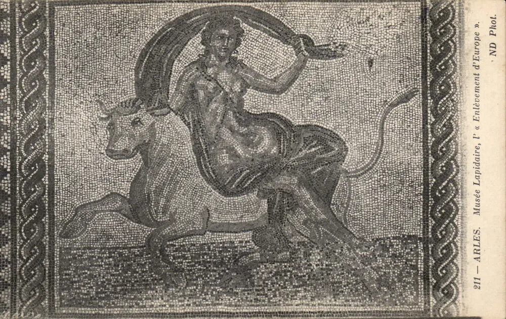 Rapt de Europa — Mosaico do Museu Lapidário — ARLES — N° 211 - Frente